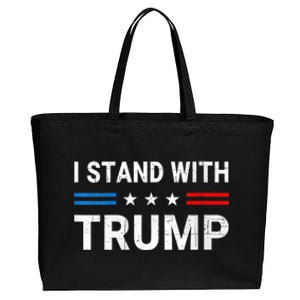 I Stand With Trump American Flag Cotton Canvas Jumbo Tote