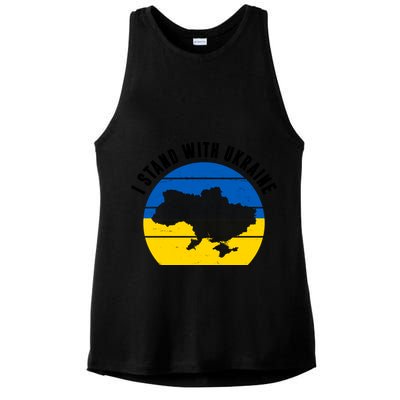 I Stand With Ukraine Ukrainian Map Ladies PosiCharge Tri-Blend Wicking Tank