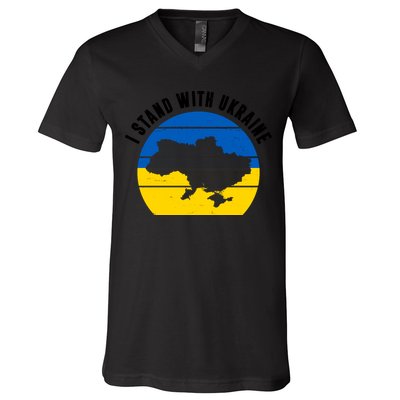 I Stand With Ukraine Ukrainian Map V-Neck T-Shirt