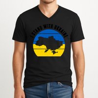 I Stand With Ukraine Ukrainian Map V-Neck T-Shirt