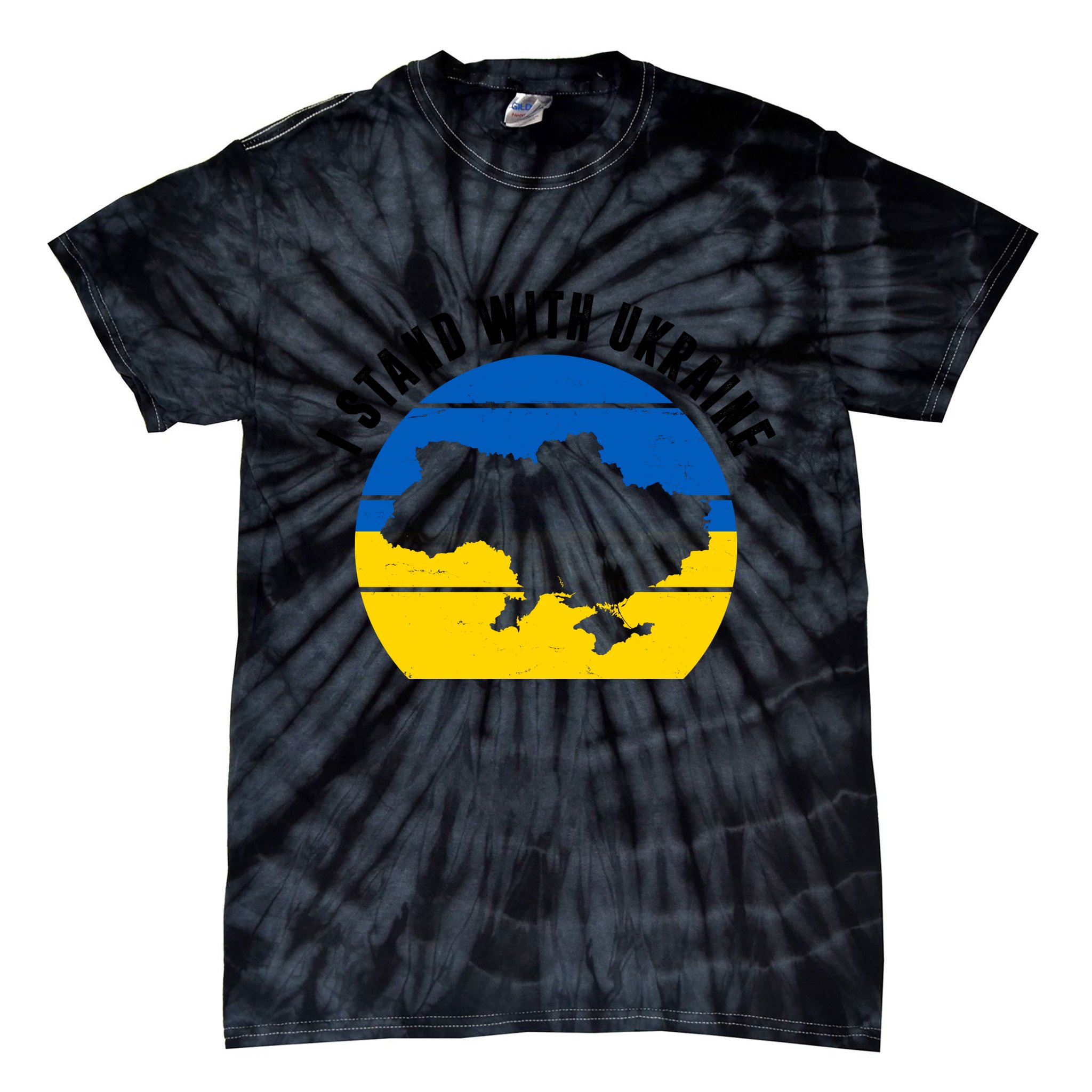 I Stand With Ukraine Ukrainian Map Tie-Dye T-Shirt