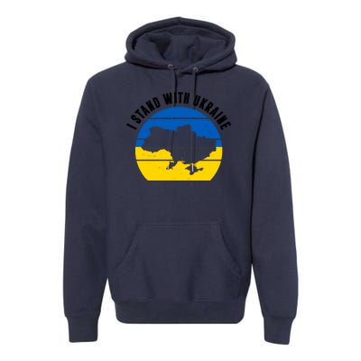 I Stand With Ukraine Ukrainian Map Premium Hoodie