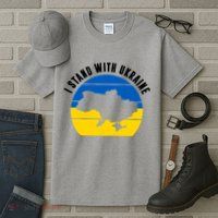 I Stand With Ukraine Ukrainian Map Tall T-Shirt