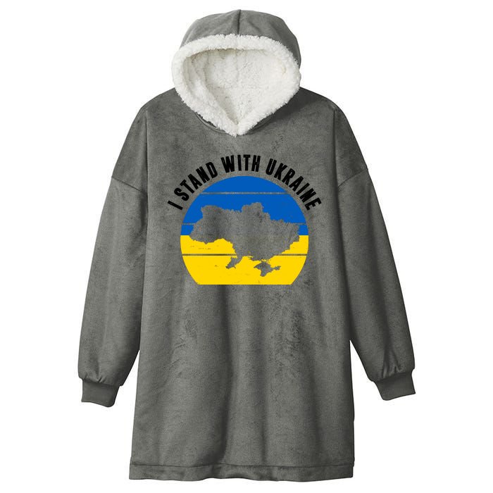 I Stand With Ukraine Ukrainian Map Hooded Wearable Blanket