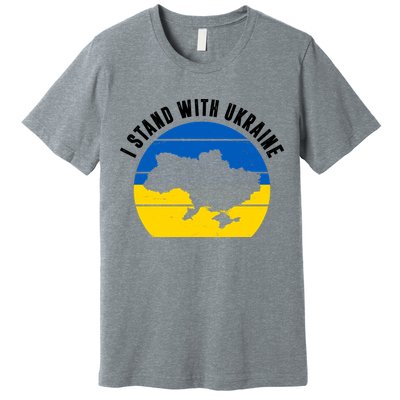 I Stand With Ukraine Ukrainian Map Premium T-Shirt