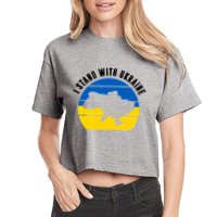 I Stand With Ukraine Ukrainian Map Crop Top