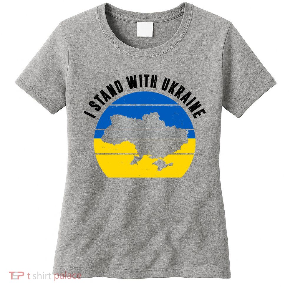 I Stand With Ukraine Ukrainian Map Womens T-Shirt