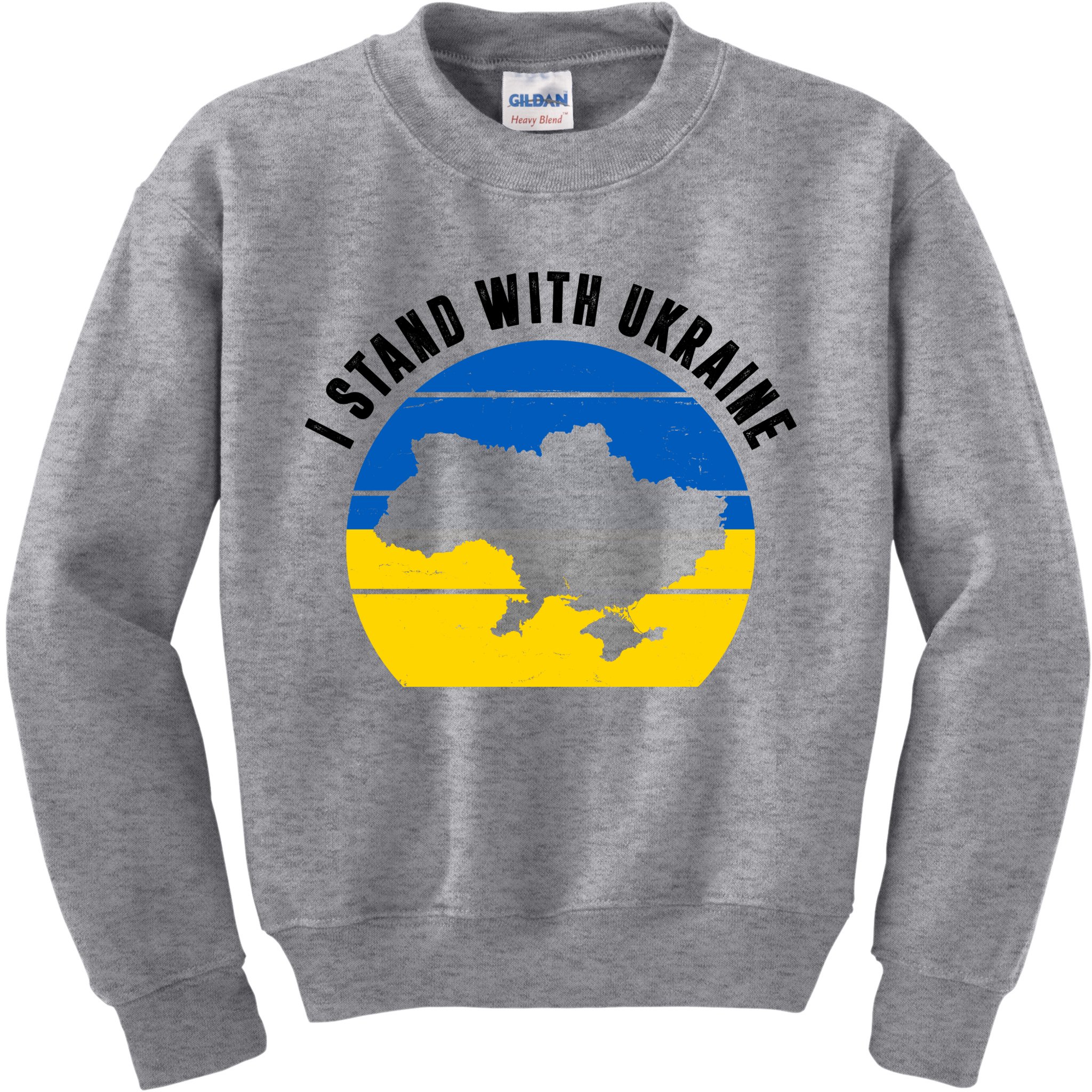 I Stand With Ukraine Ukrainian Map Kids Sweatshirt