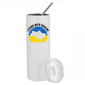 I Stand With Ukraine Ukrainian Map Stainless Steel Tumbler