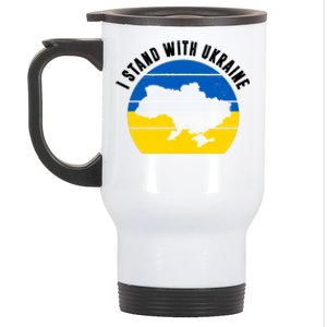 I Stand With Ukraine Ukrainian Map Stainless Steel Travel Mug