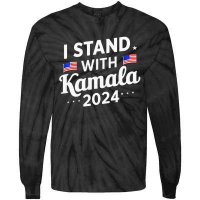 I Stand With Kamala Harris For President 2024 Election Tie-Dye Long Sleeve Shirt