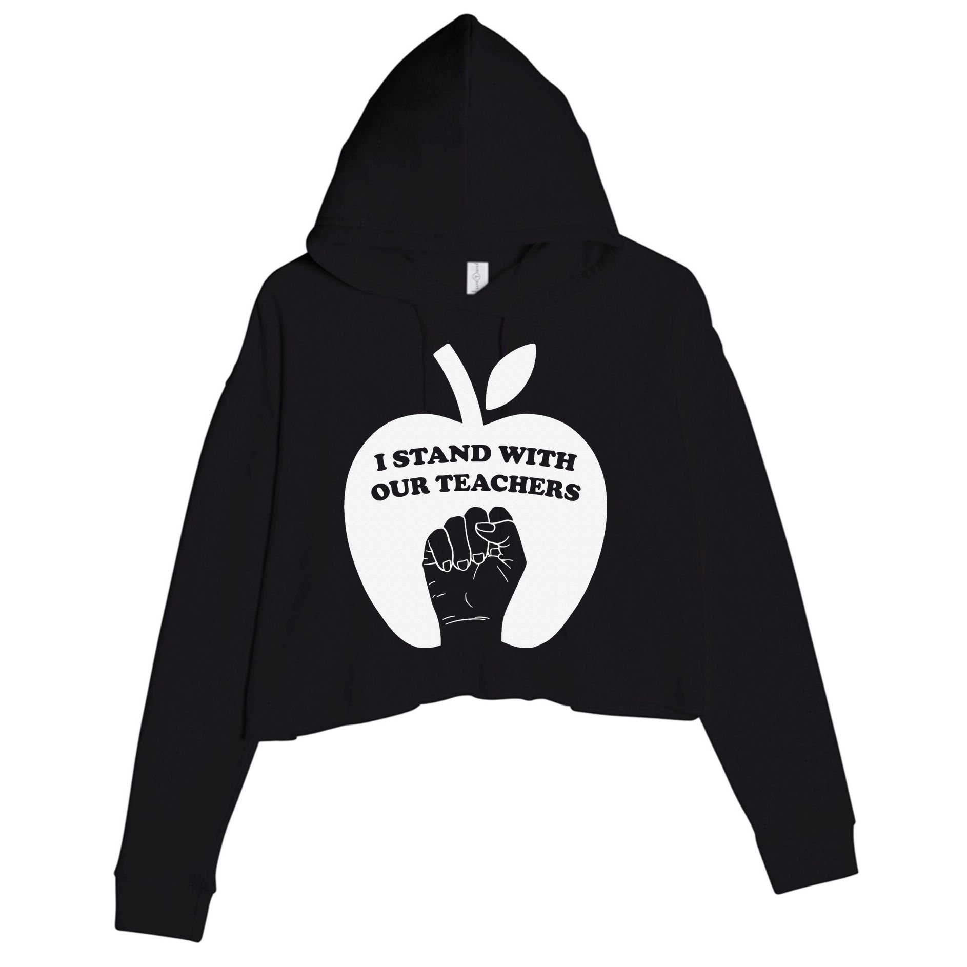 I Stand With Our Teachers & Stand Against Book Banning! Crop Fleece Hoodie