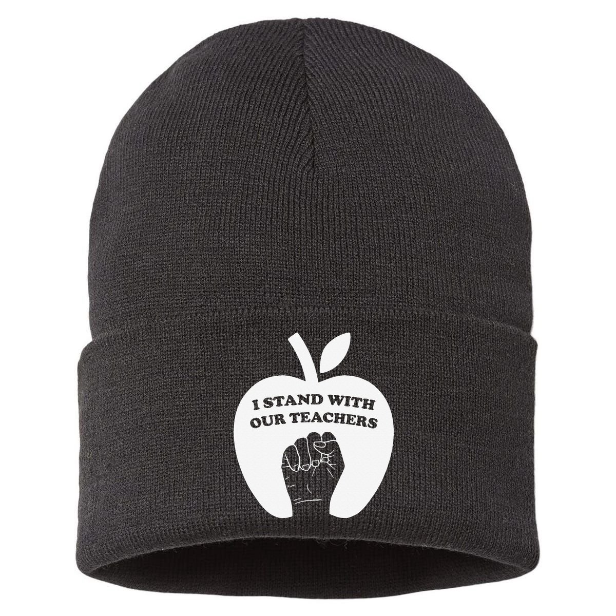 I Stand With Our Teachers & Stand Against Book Banning! Sustainable Knit Beanie