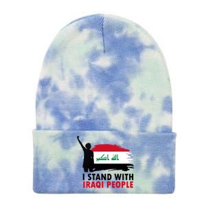 I Stand With Iraqi People Support Iraq Tie Dye 12in Knit Beanie