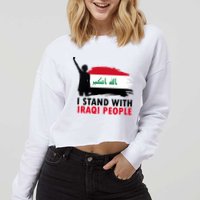 I Stand With Iraqi People Support Iraq Cropped Pullover Crew
