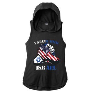 I Stand With Israel Support Israel Love Israeli Brotherhood Ladies PosiCharge Tri-Blend Wicking Draft Hoodie Tank