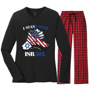 I Stand With Israel Support Israel Love Israeli Brotherhood Women's Long Sleeve Flannel Pajama Set 