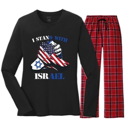 I Stand With Israel Support Israel Love Israeli Brotherhood Women's Long Sleeve Flannel Pajama Set 