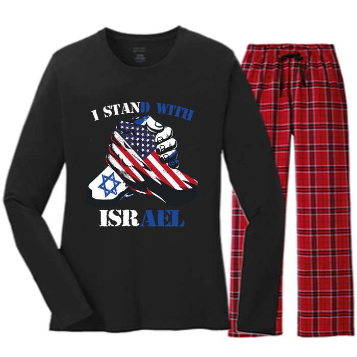 I Stand With Israel Support Israel Love Israeli Brotherhood Women's Long Sleeve Flannel Pajama Set 