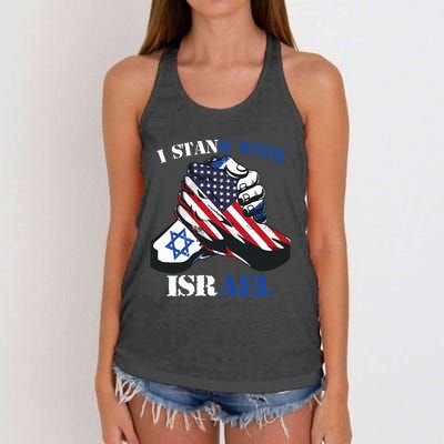 I Stand With Israel Support Israel Love Israeli Brotherhood Women's Knotted Racerback Tank