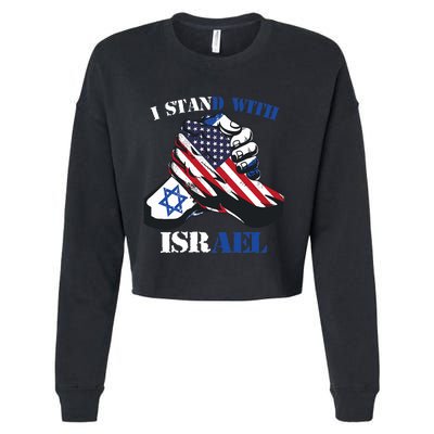 I Stand With Israel Support Israel Love Israeli Brotherhood Cropped Pullover Crew