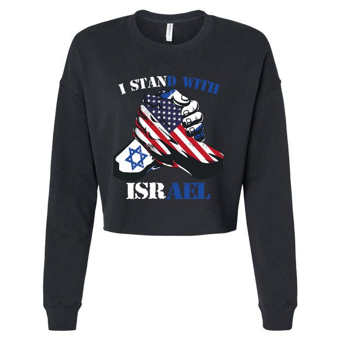 I Stand With Israel Support Israel Love Israeli Brotherhood Cropped Pullover Crew