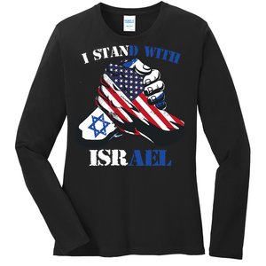 I Stand With Israel Support Israel Love Israeli Brotherhood Ladies Long Sleeve Shirt