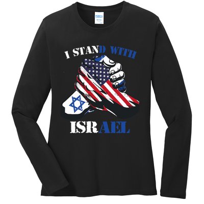 I Stand With Israel Support Israel Love Israeli Brotherhood Ladies Long Sleeve Shirt