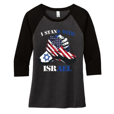 I Stand With Israel Support Israel Love Israeli Brotherhood Women's Tri-Blend 3/4-Sleeve Raglan Shirt