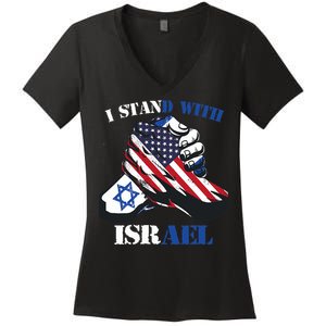 I Stand With Israel Support Israel Love Israeli Brotherhood Women's V-Neck T-Shirt