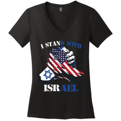 I Stand With Israel Support Israel Love Israeli Brotherhood Women's V-Neck T-Shirt