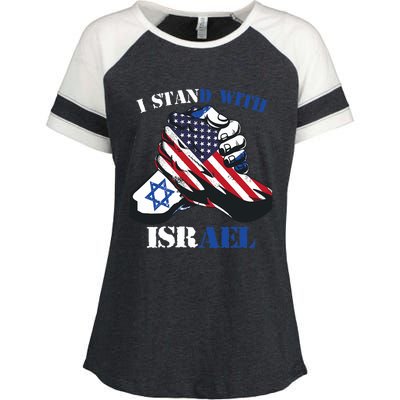 I Stand With Israel Support Israel Love Israeli Brotherhood Enza Ladies Jersey Colorblock Tee