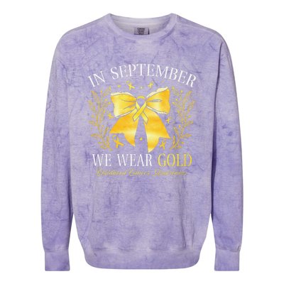 In September We Wear Gold Childhood Cancer Awareness Gift Colorblast Crewneck Sweatshirt