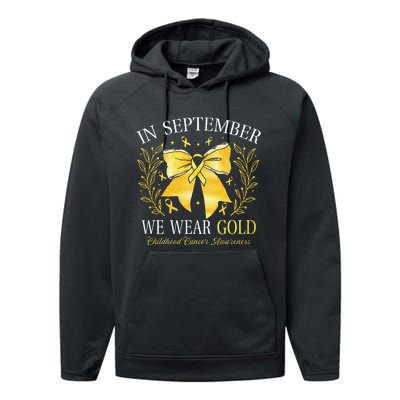 In September We Wear Gold Childhood Cancer Awareness Gift Performance Fleece Hoodie