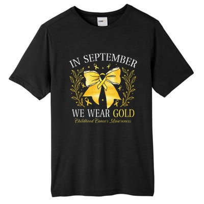 In September We Wear Gold Childhood Cancer Awareness Gift Tall Fusion ChromaSoft Performance T-Shirt