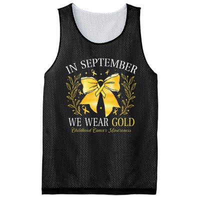 In September We Wear Gold Childhood Cancer Awareness Gift Mesh Reversible Basketball Jersey Tank