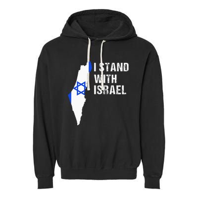 I Stand With Israel Jewish Gifts Heritage Israeli Flag Garment-Dyed Fleece Hoodie