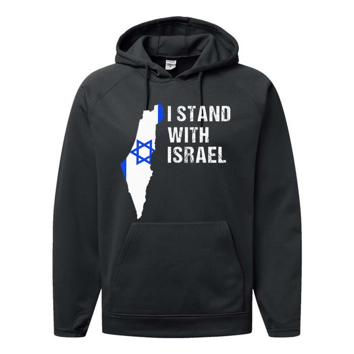 I Stand With Israel Jewish Gifts Heritage Israeli Flag Performance Fleece Hoodie