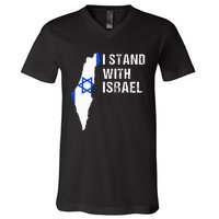 I Stand With Israel Jewish Gifts Heritage Israeli Flag V-Neck T-Shirt