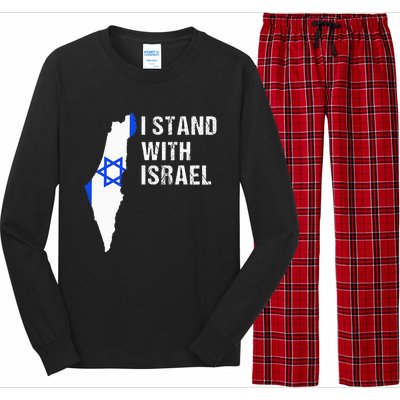 I Stand With Israel Jewish Gifts Heritage Israeli Flag Long Sleeve Pajama Set