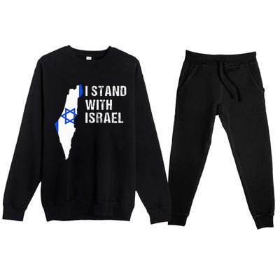 I Stand With Israel Jewish Gifts Heritage Israeli Flag Premium Crewneck Sweatsuit Set