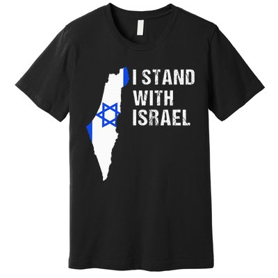 I Stand With Israel Jewish Gifts Heritage Israeli Flag Premium T-Shirt