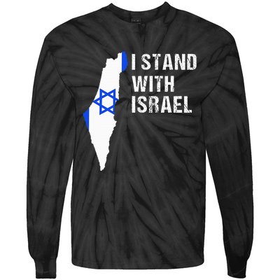 I Stand With Israel Jewish Gifts Heritage Israeli Flag Tie-Dye Long Sleeve Shirt