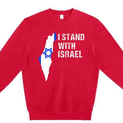 I Stand With Israel Jewish Gifts Heritage Israeli Flag Premium Crewneck Sweatshirt