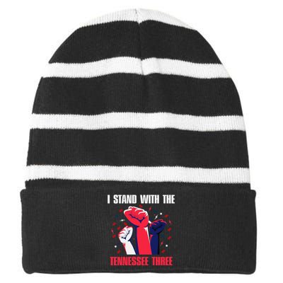 I Stand With the Tennessee Three Tennessee Home State Fan Striped Beanie with Solid Band