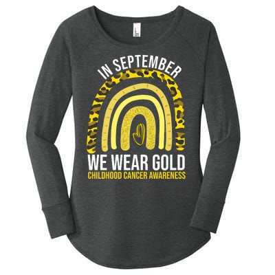 In September We Wear Gold Childhood Cancer Awareness Women's Perfect Tri Tunic Long Sleeve Shirt