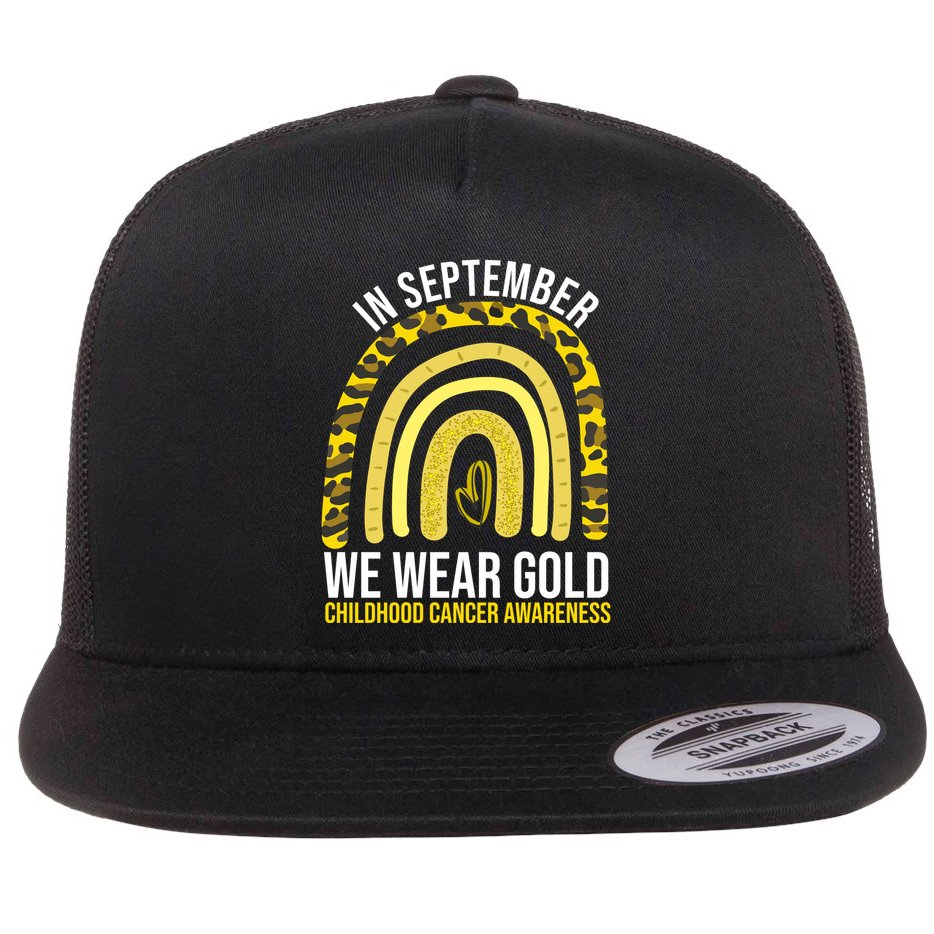 In September We Wear Gold Childhood Cancer Awareness Flat Bill Trucker Hat