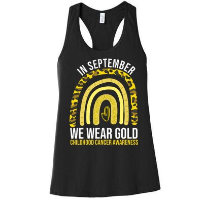 In September We Wear Gold Childhood Cancer Awareness Women's Racerback Tank