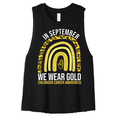 In September We Wear Gold Childhood Cancer Awareness Women's Racerback Cropped Tank