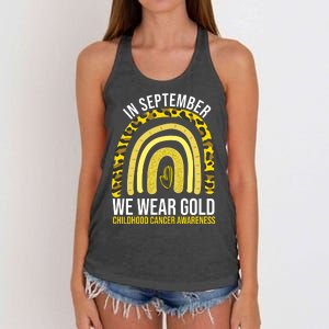 In September We Wear Gold Childhood Cancer Awareness Women's Knotted Racerback Tank